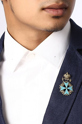 Antique Gold Finish Army Inspired Brooch