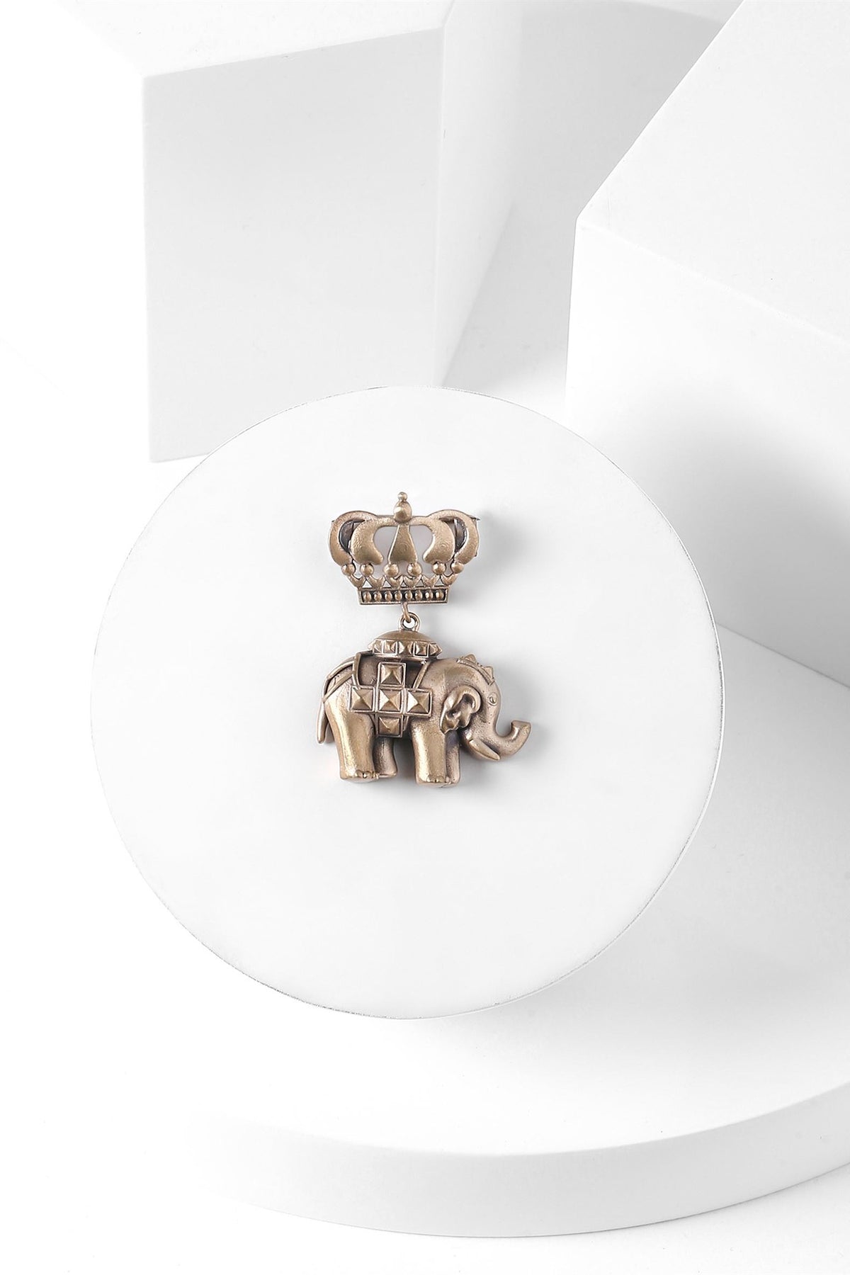 Antique Gold Finish Elephant Brooch