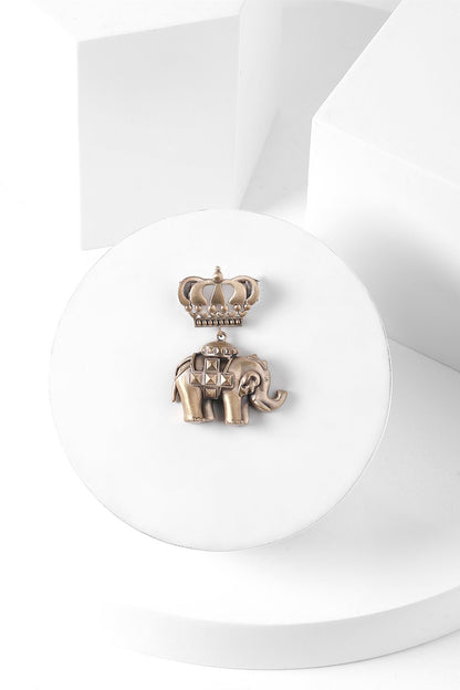 Antique Gold Finish Elephant Brooch