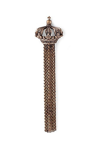 Antique Gold Finish Edward Dangling Chain Brooch