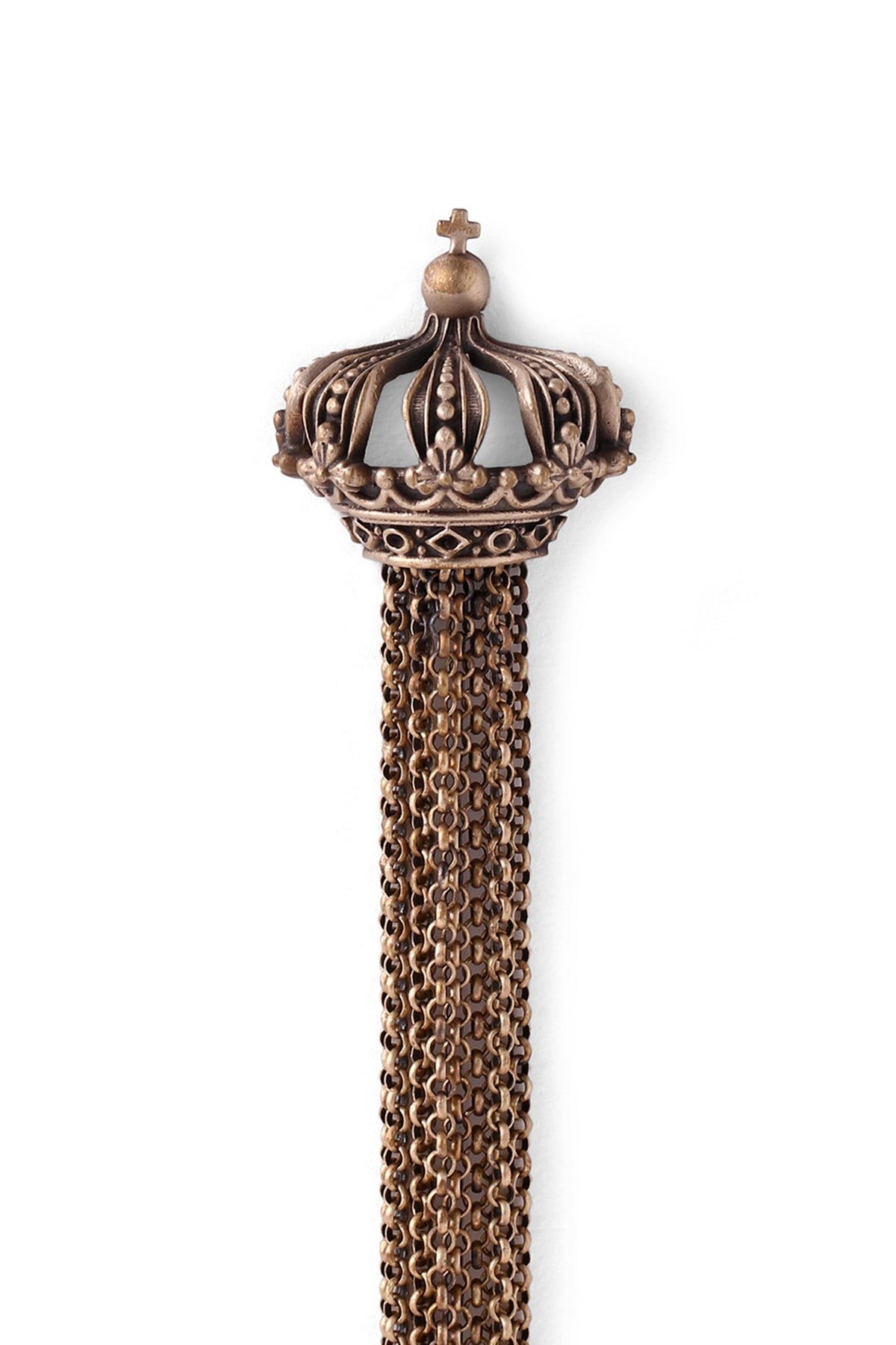 Antique Gold Finish Edward Dangling Chain Brooch