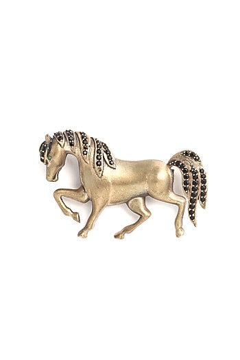 Antique Gold Finish Horse Brooch