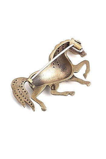 Antique Gold Finish Horse Brooch