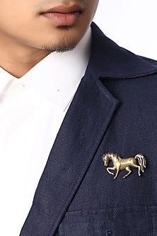 Antique Gold Finish Horse Brooch