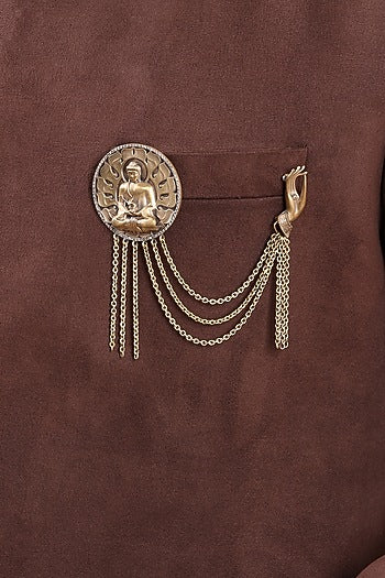 Antique Gold Finish Buddha Brooch