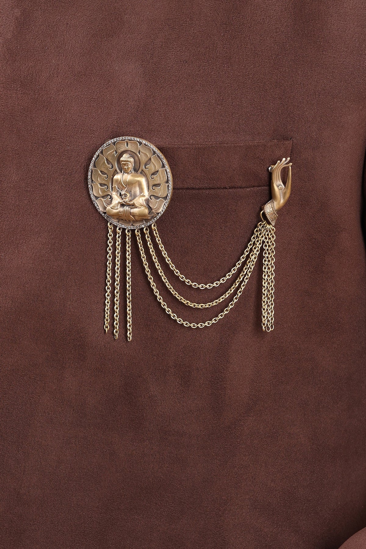 Antique Gold Finish Buddha Brooch