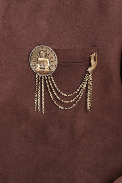 Antique Gold Finish Buddha Brooch