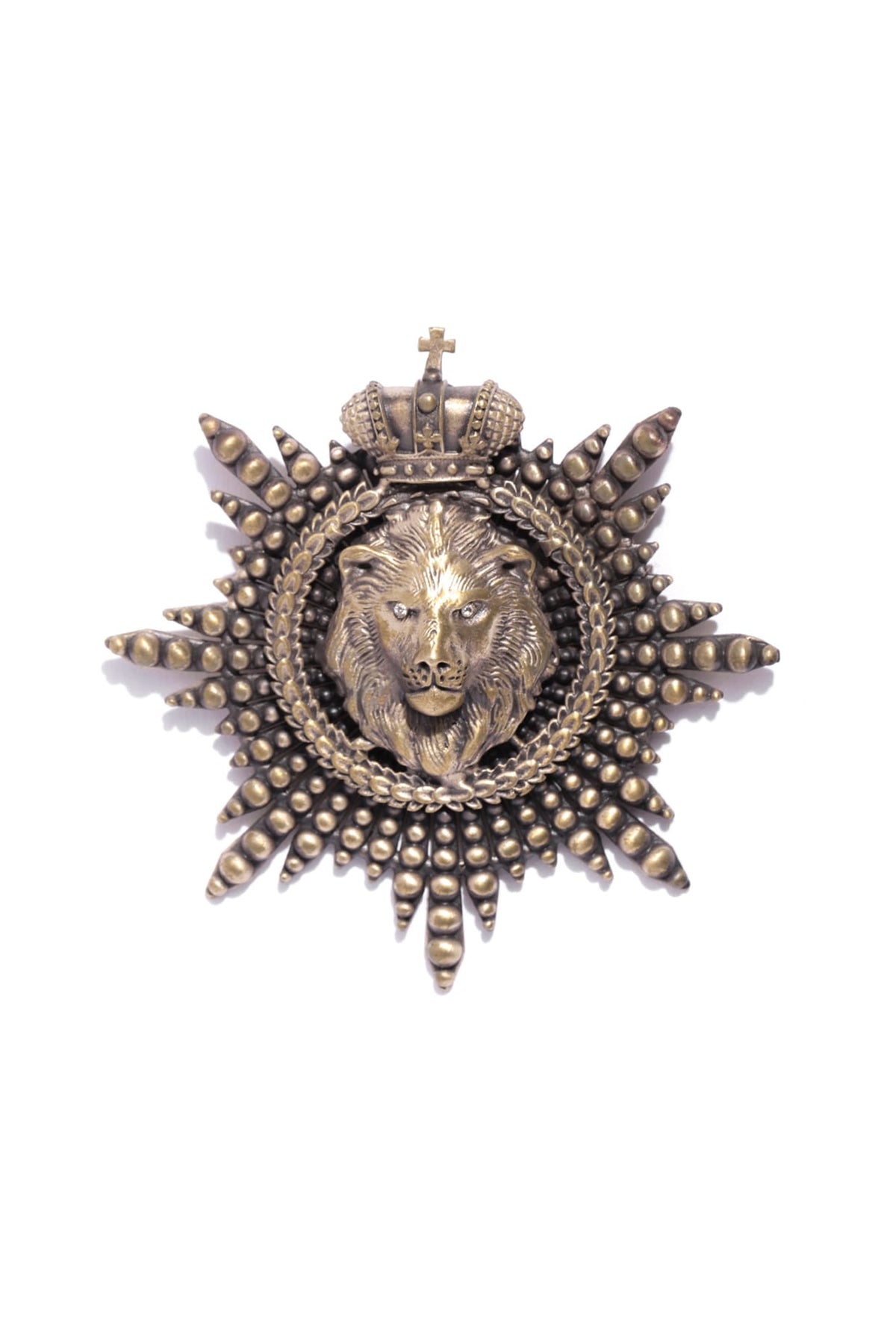 Antique Gold Finish Masculine Lion Head Brooch