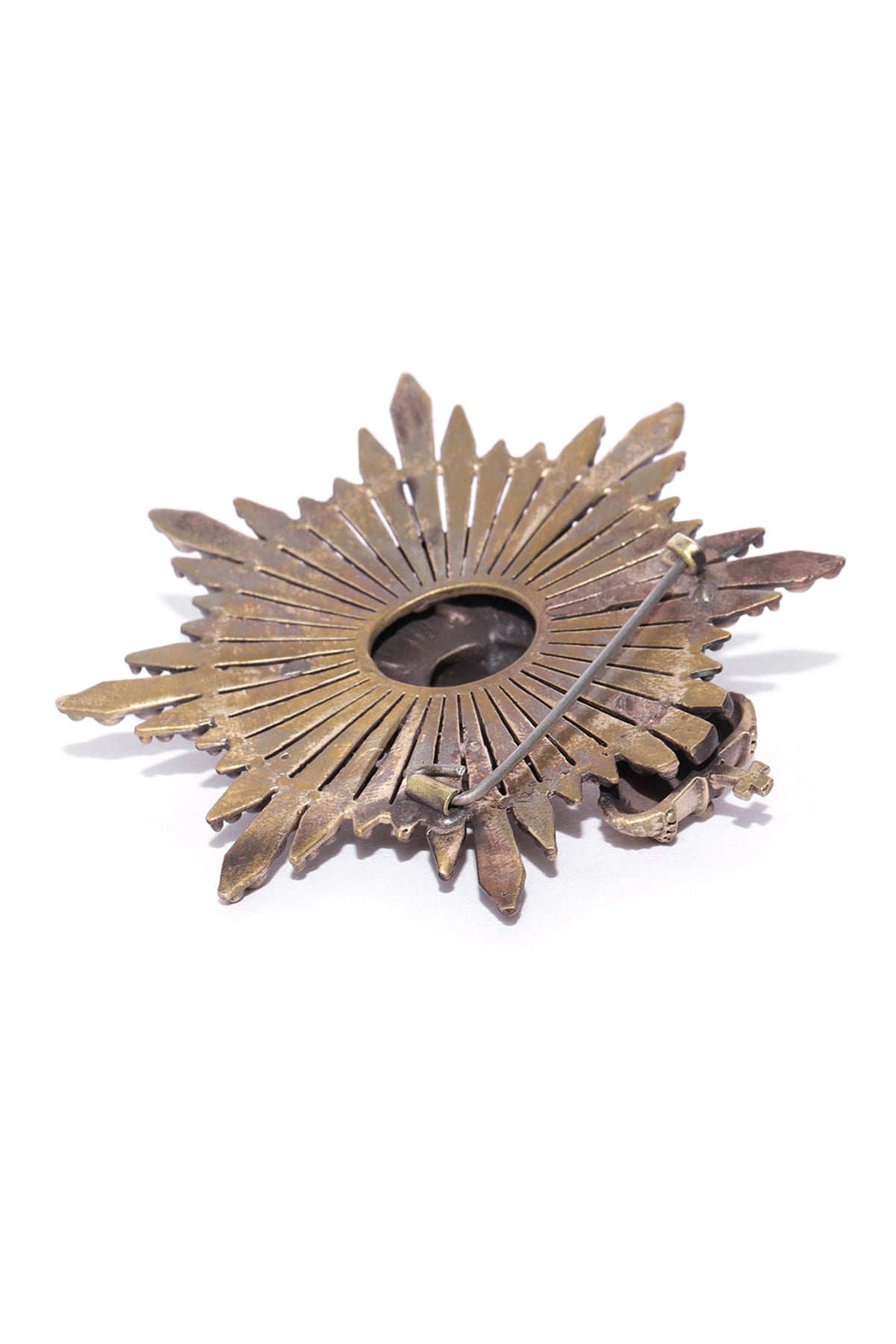 Antique Gold Finish Masculine Lion Head Brooch