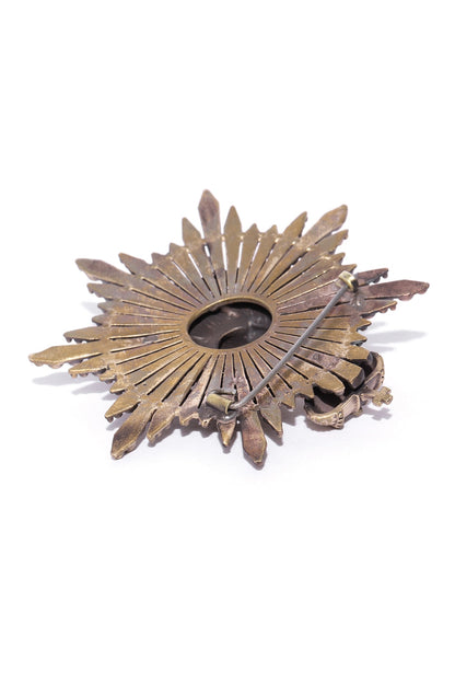 Antique Gold Finish Masculine Lion Head Brooch