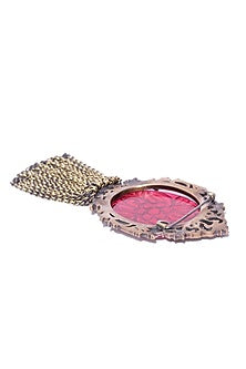 Antique Gold Finish Ruby Red Stone Brooch
