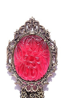 Antique Gold Finish Ruby Red Stone Brooch