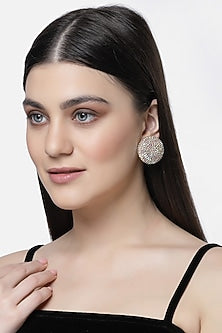 Gold Finish Crystal Stud Earrings