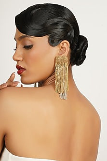 Gold Finish Crystal Dangler Earrings