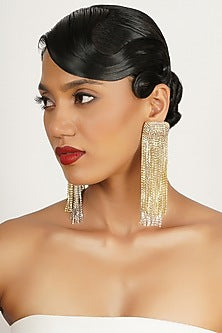 Gold Finish Crystal Dangler Earrings