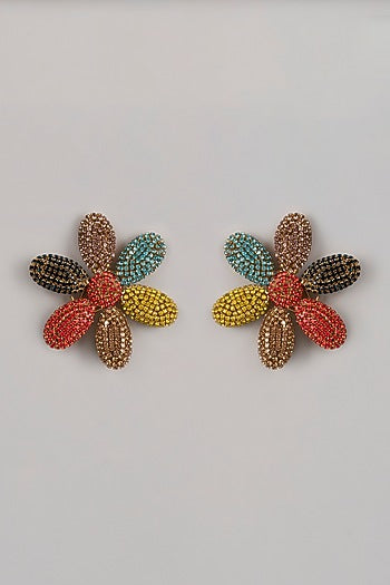 Gold Finish Daisy Stud Earrings