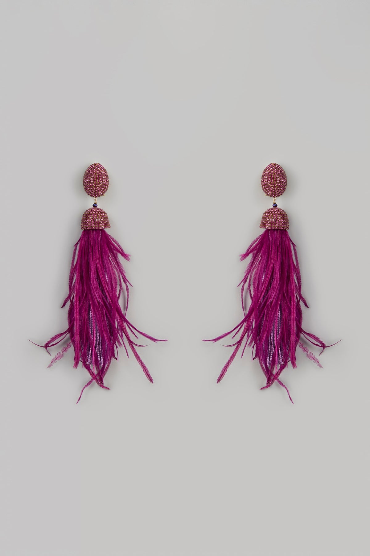 Gold Finish Feather Earrings