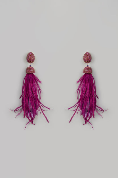 Gold Finish Feather Earrings