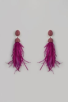 Gold Finish Feather Earrings