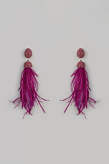 Gold Finish Feather Earrings