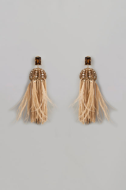 Gold Finish Feather Earrings