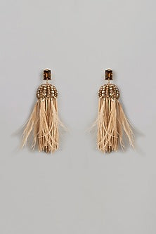Gold Finish Feather Earrings