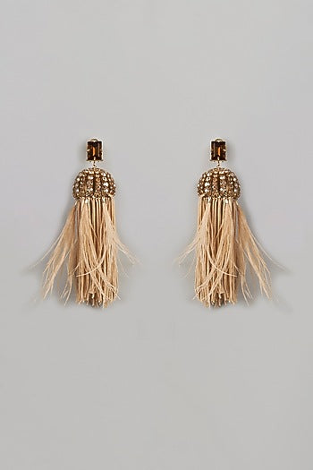 Gold Finish Feather Earrings