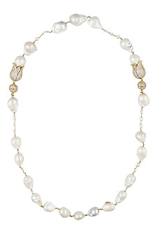 Baroque pearls and swarovski crystals two tulip string necklace