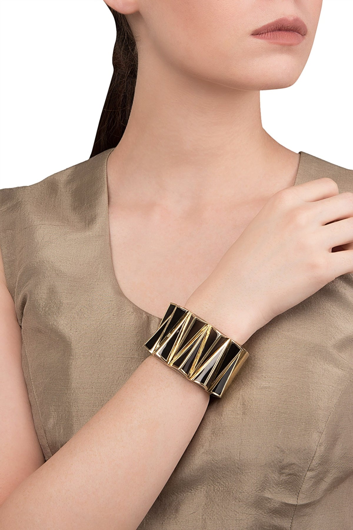 Black and Gold Zigzag Bangle