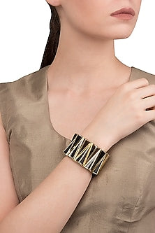 Black and Gold Zigzag Bangle