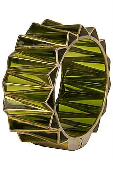 Green and Gold Zigzag Bangle