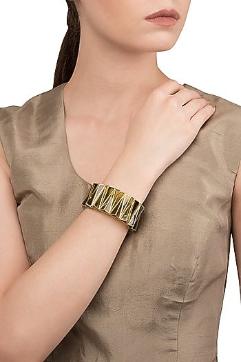Green and Gold Zigzag Bangle