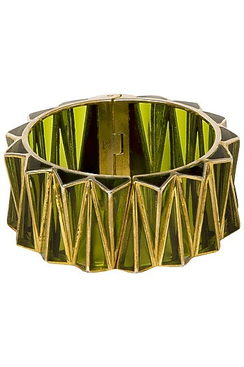 Green and Gold Zigzag Bangle