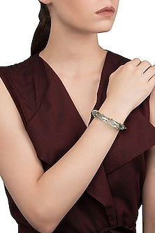 Aqua Blue and Gold Ribbon Facet Bangle