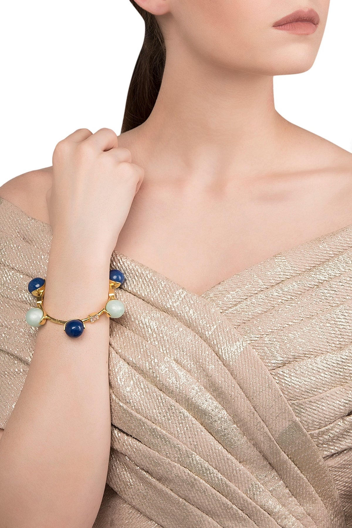 Blue Dual Tone Zircon Ball Bangle