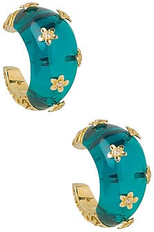 Aqua Blue Confetti Hoop Earrings