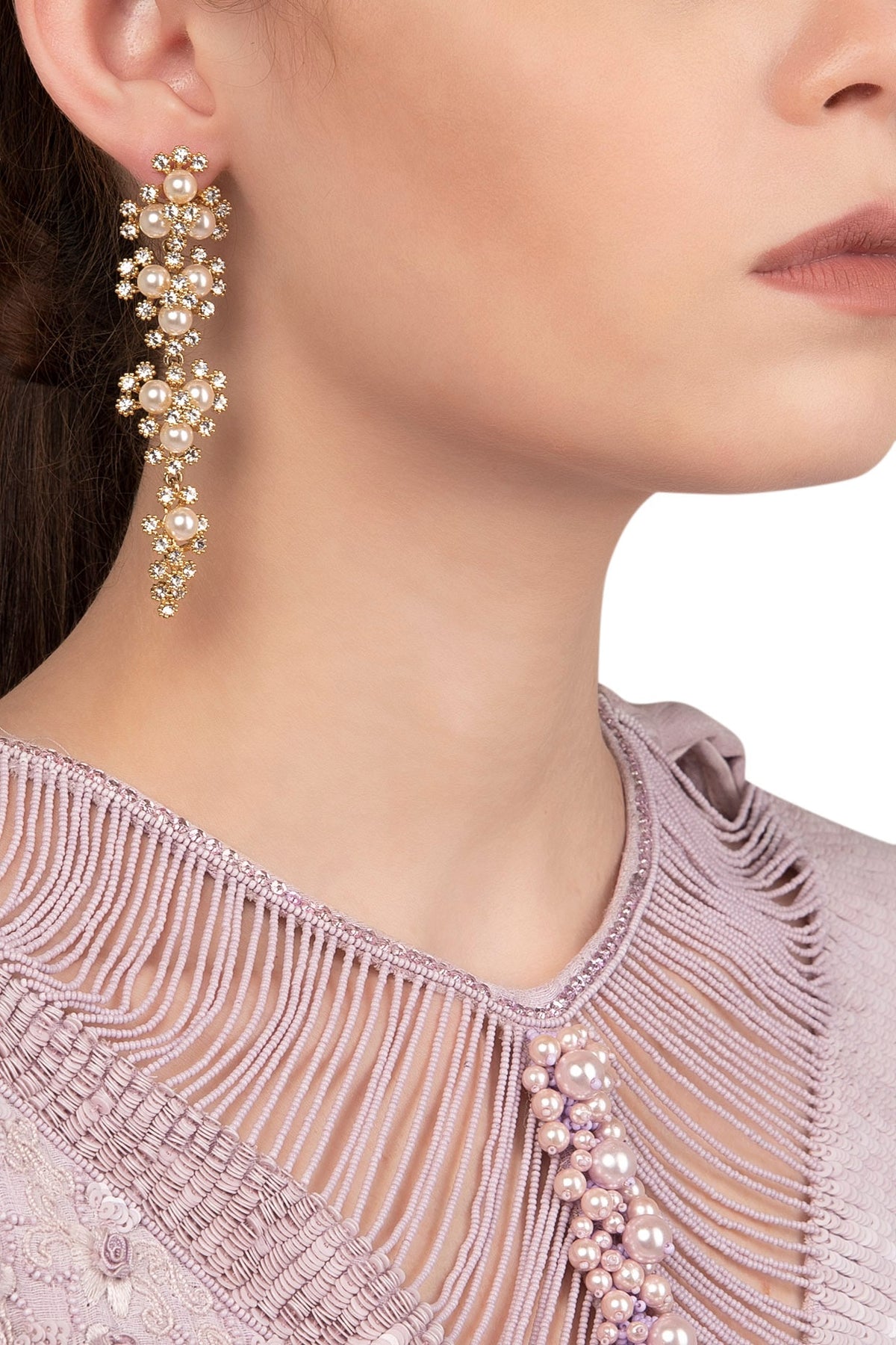 Gold Plated Pearl Dangler Earrings
