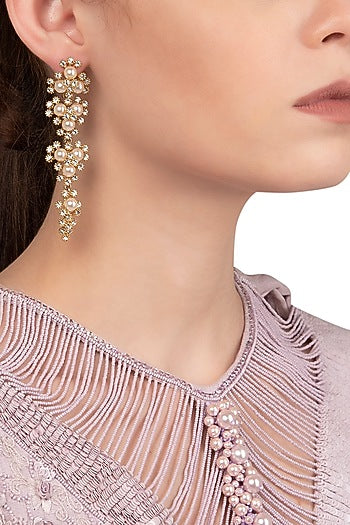 Gold Plated Pearl Dangler Earrings