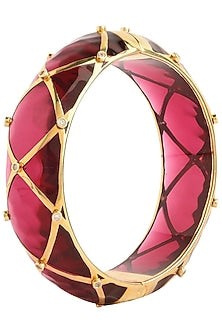 Wine and Gold Ribbon Facet Bangle