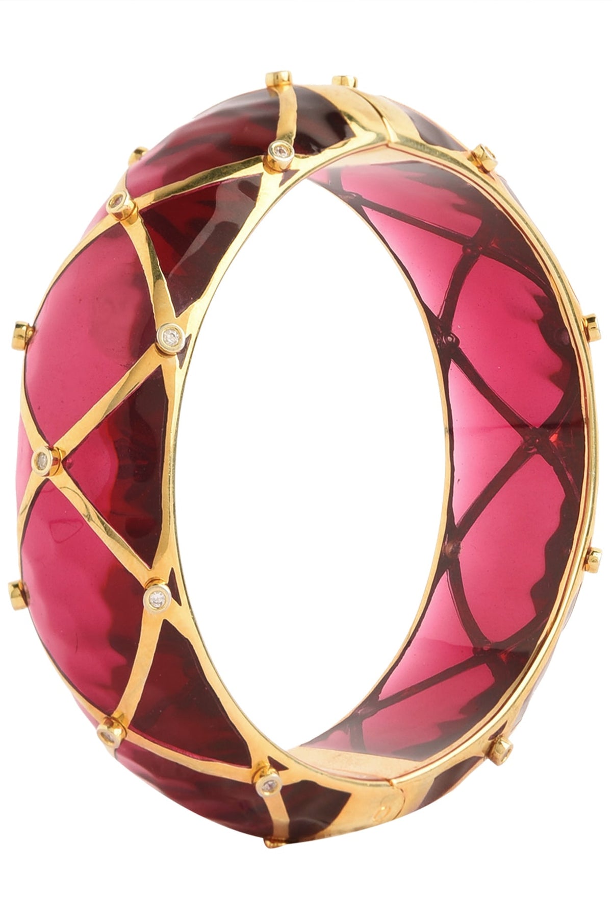 Wine and Gold Ribbon Facet Bangle