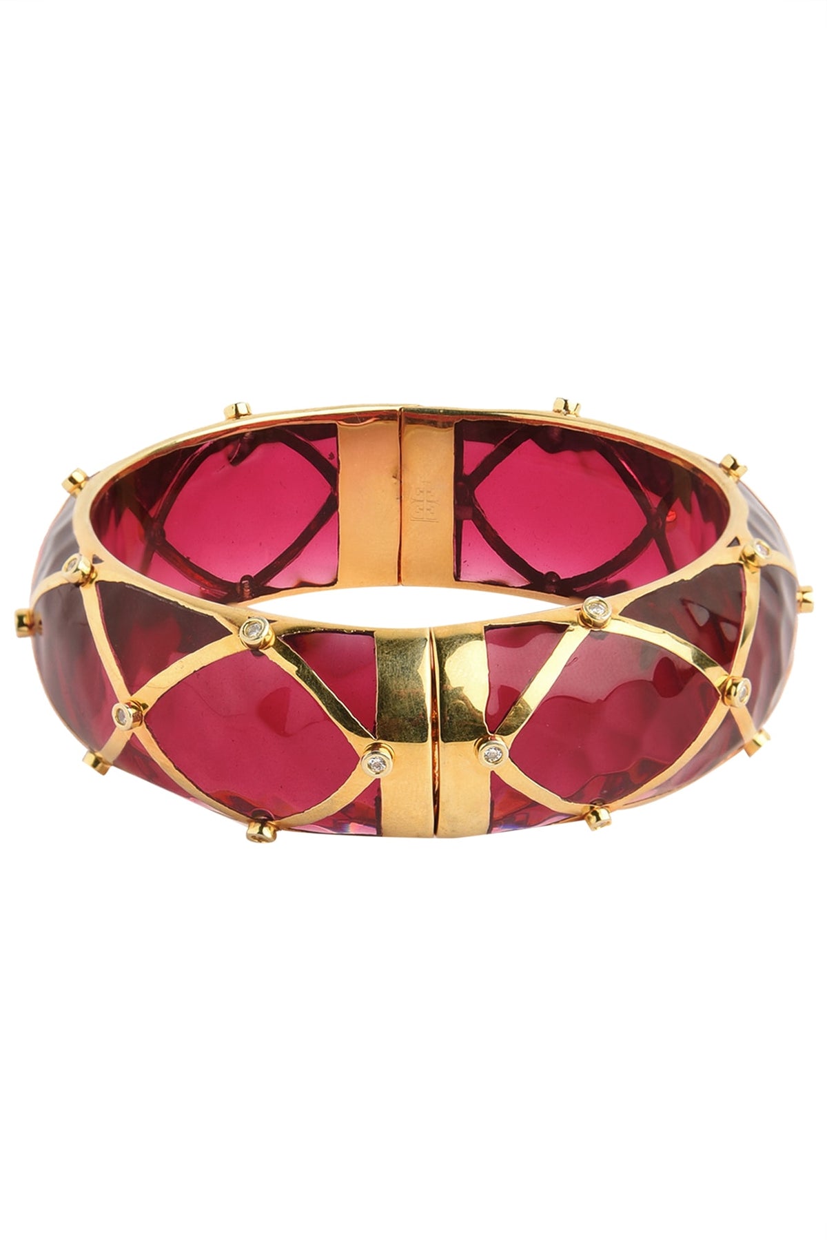 Wine and Gold Ribbon Facet Bangle