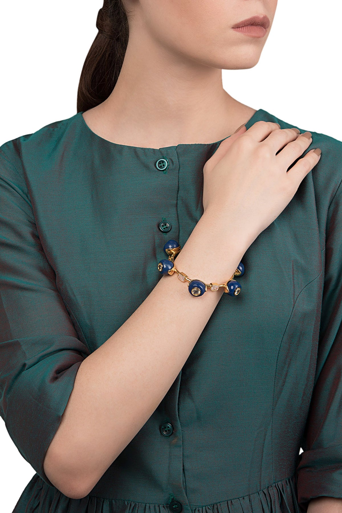 Gold Plated Navy Blue Zircon Audrey Bangle