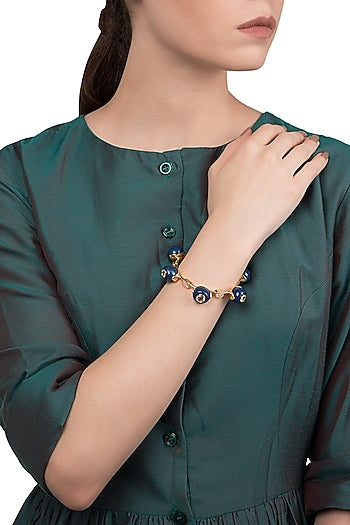 Gold Plated Navy Blue Zircon Audrey Bangle