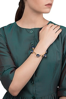 Gold Plated Navy Blue Zircon Audrey Bangle