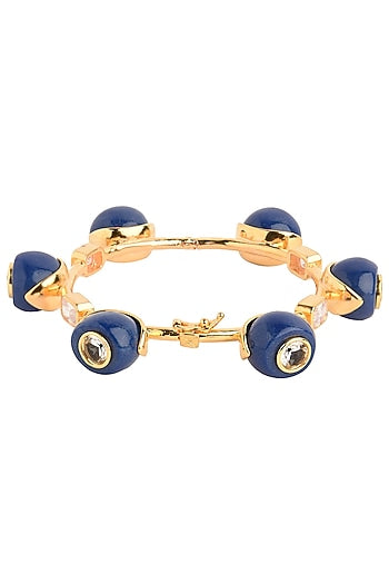 Gold Plated Navy Blue Zircon Audrey Bangle