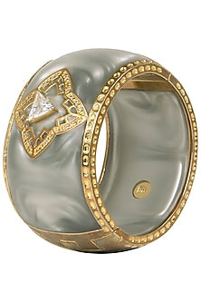 Gold Plated Grey Ellipsis Bangle