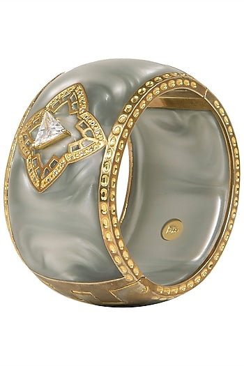 Gold Plated Grey Ellipsis Bangle