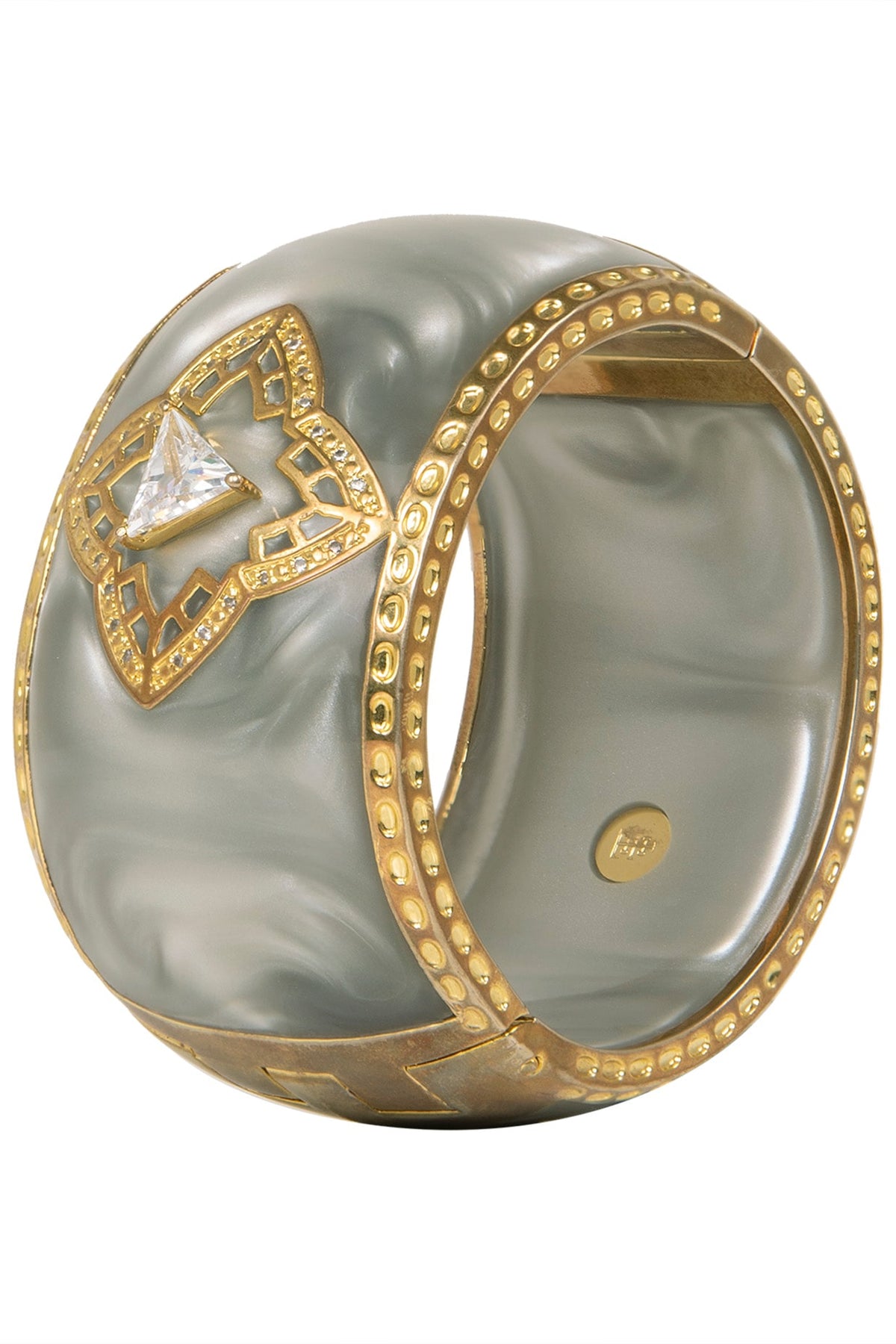 Gold Plated Grey Ellipsis Bangle