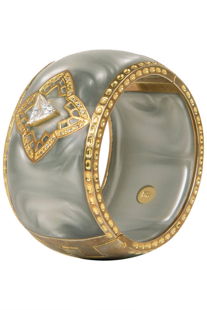 Gold Plated Grey Ellipsis Bangle