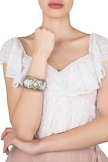 Gold Plated Grey Ellipsis Bangle